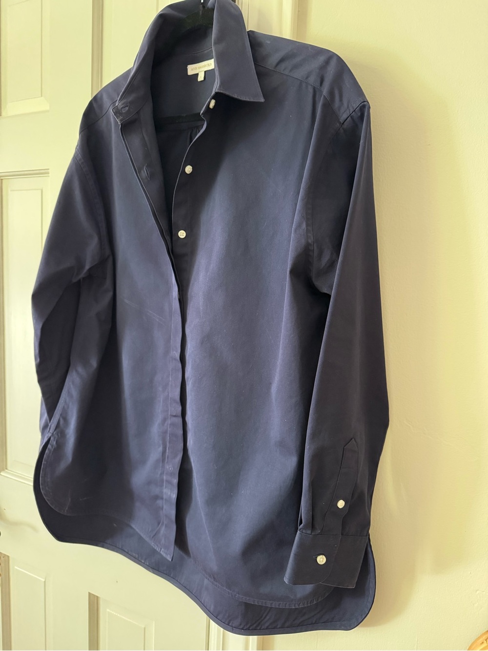 Ann Mashburn Oversized Navy Cotton Button Down Shirt